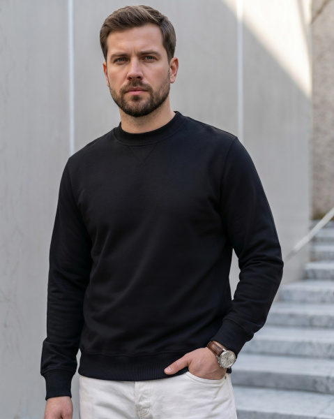 Свитшот мужской М-У23621 (Размер:100-90-170,176 Цвет:черный)