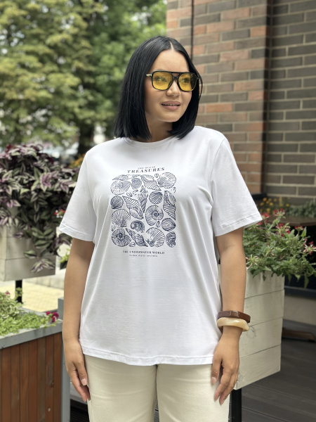 Футболка женская М-13628/2 (Размер:112-118-158,164 Цвет:белый)