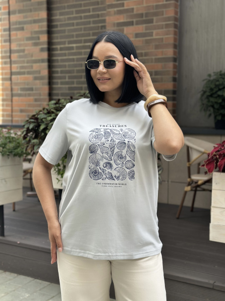 Футболка женская М-13628/2 (Размер:100-106-158,164 Цвет:св.серый)