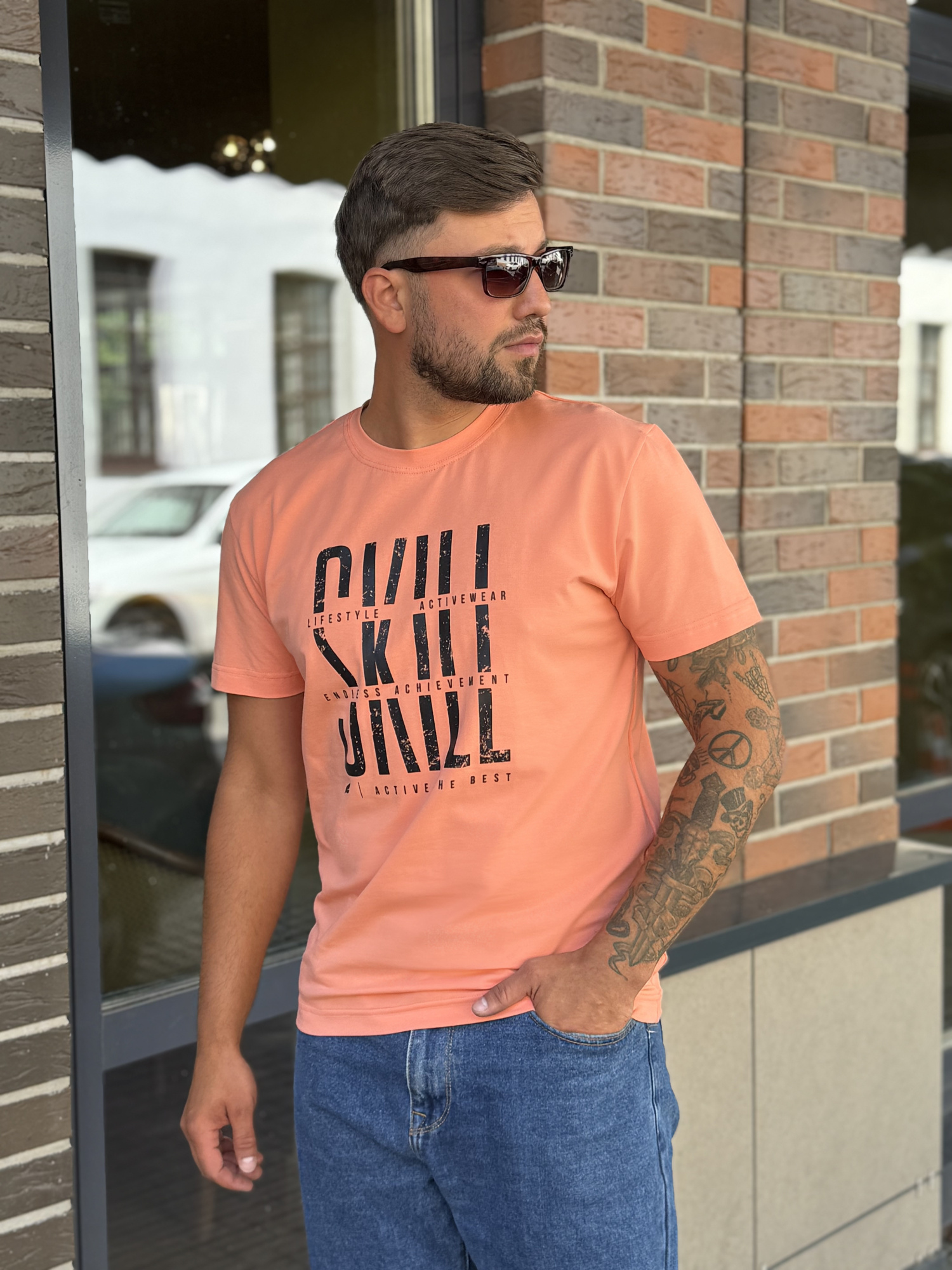 Футболка мужская М-23591 (Размер:112-102-170,176 Цвет:терракот)