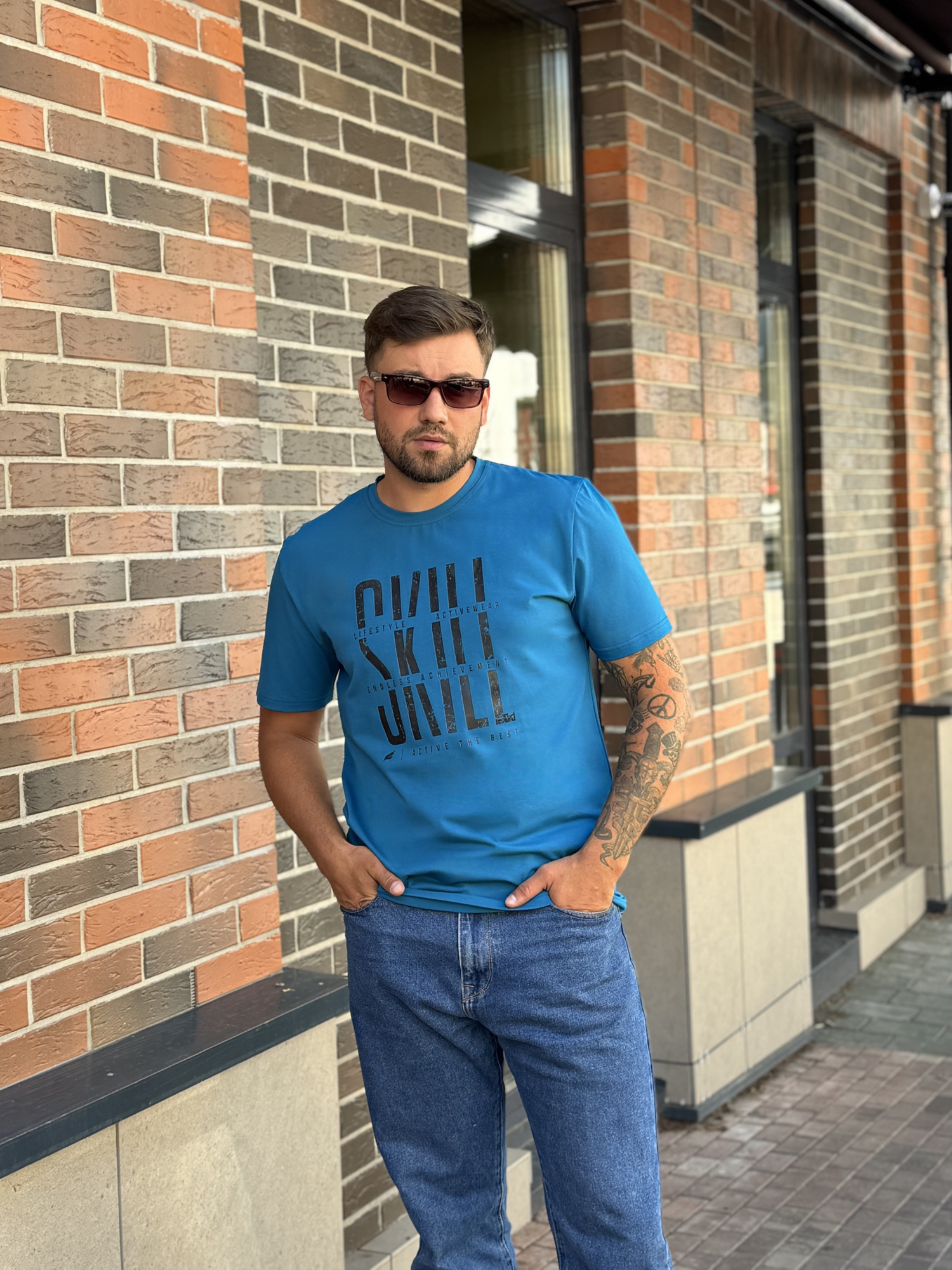 Футболка мужская М-23591 (Размер:104-94-182,188 Цвет:морской)