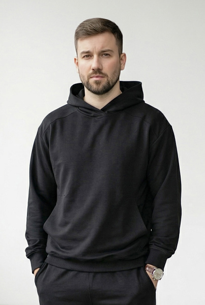 Джемпер спортивный мужской М-У23620 (Размер:96-86-170,176 Цвет:черный)